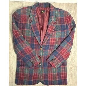 Vintage LizSport Plaid Wool Blazer Jacket  Womens Sz 8 Academia Preppy